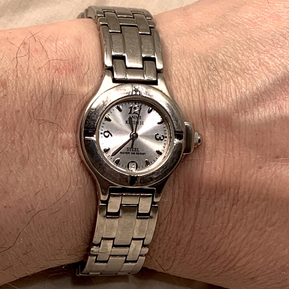 Vintage Ladies Anne Klein II Stainless Steel Silver Tone Watch, Gently Loved.